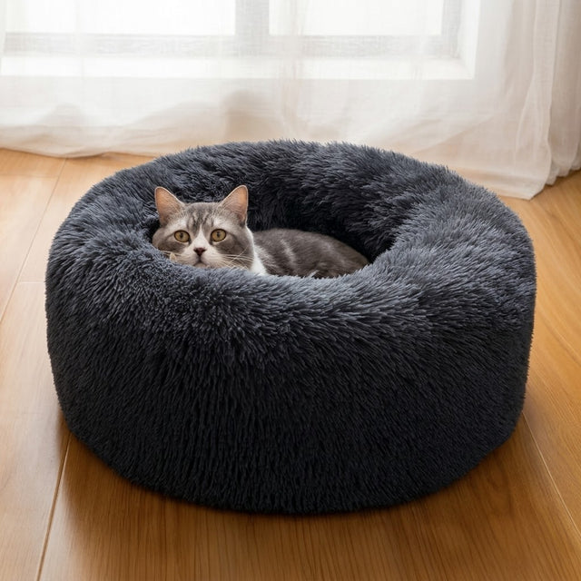 Pluche donutmand voor honden en katten – zacht en wasbaar – Donkergrijs