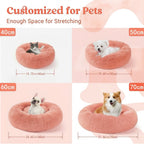 Lit donut en peluche en 4 tailles (40, 50, 60 et 70 cm) avec un chat et des chiens