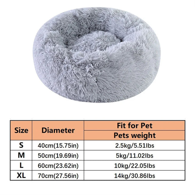Lit donut en peluche pour chien et chat – doux et lavable – Gris clair