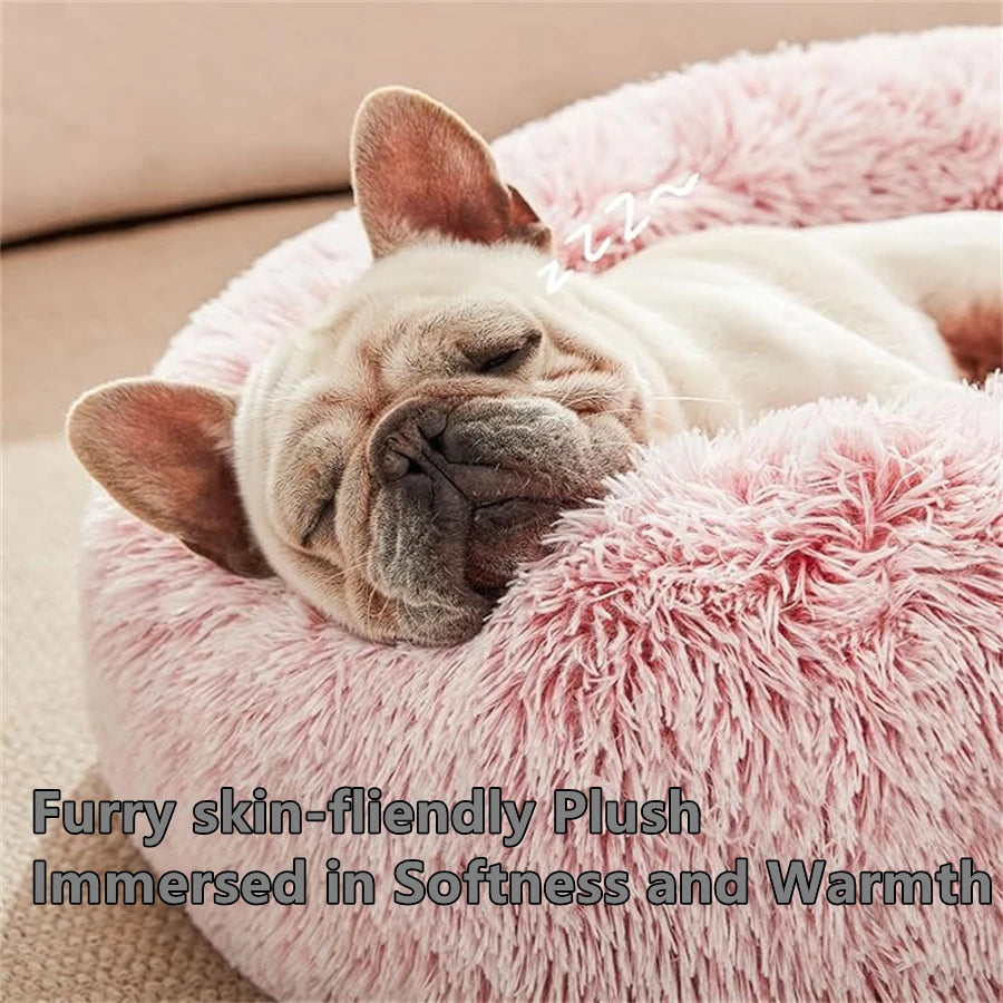 Lit donut en peluche pour chien et chat – doux et lavable