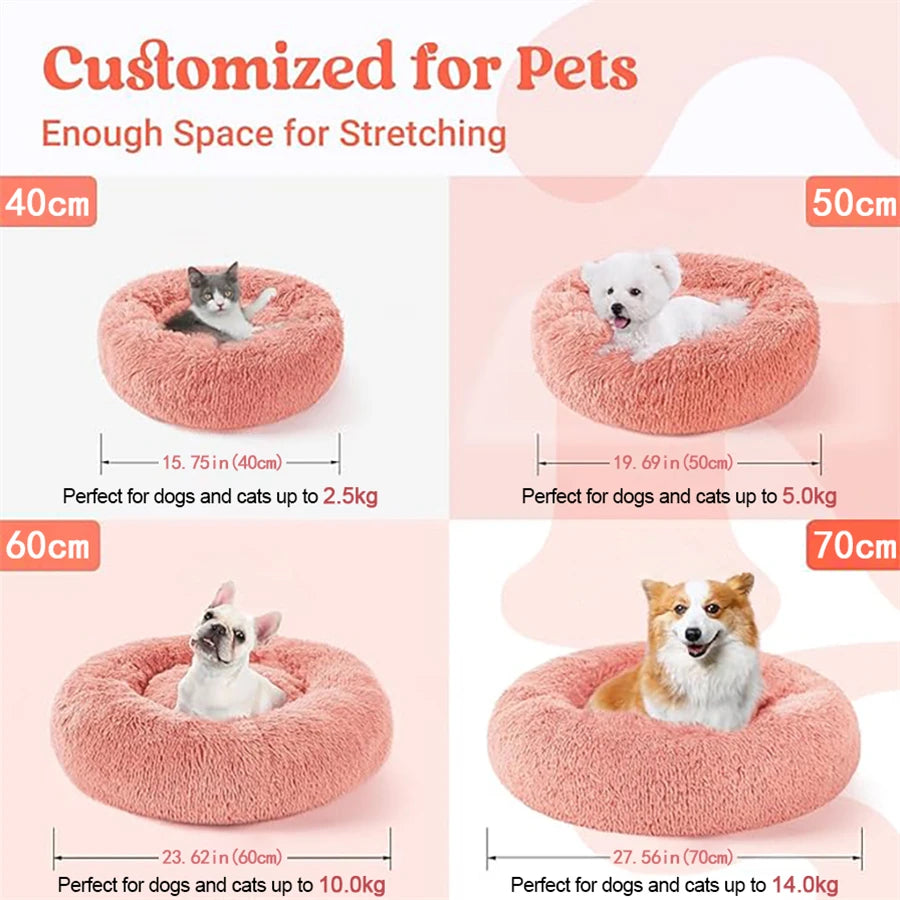 Lit donut en peluche pour chien et chat – doux et lavable