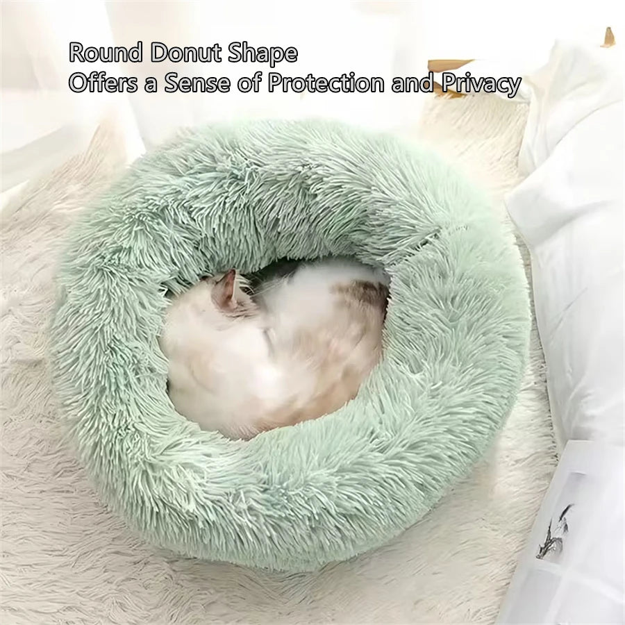 Lit donut en peluche pour chien et chat – doux et lavable
