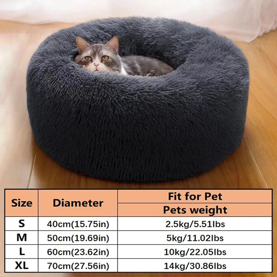 Lit donut en peluche pour chien et chat – doux et lavable