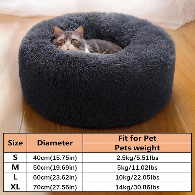 Lit donut en peluche pour chien et chat – doux et lavable – Gris foncé